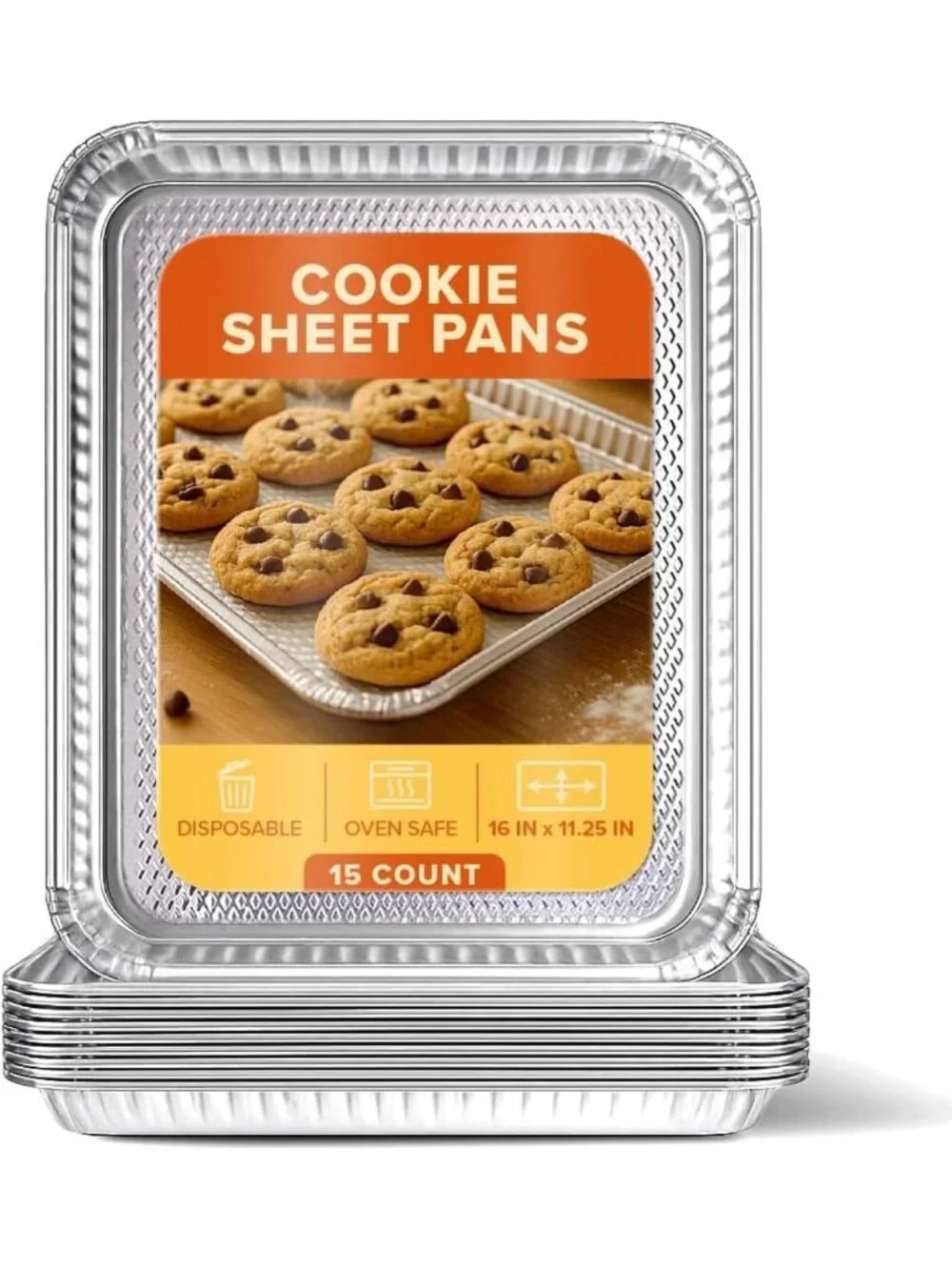15-Pack Disposable Aluminum Cookie Sheets - Nonstick Baking Pans, Reusable